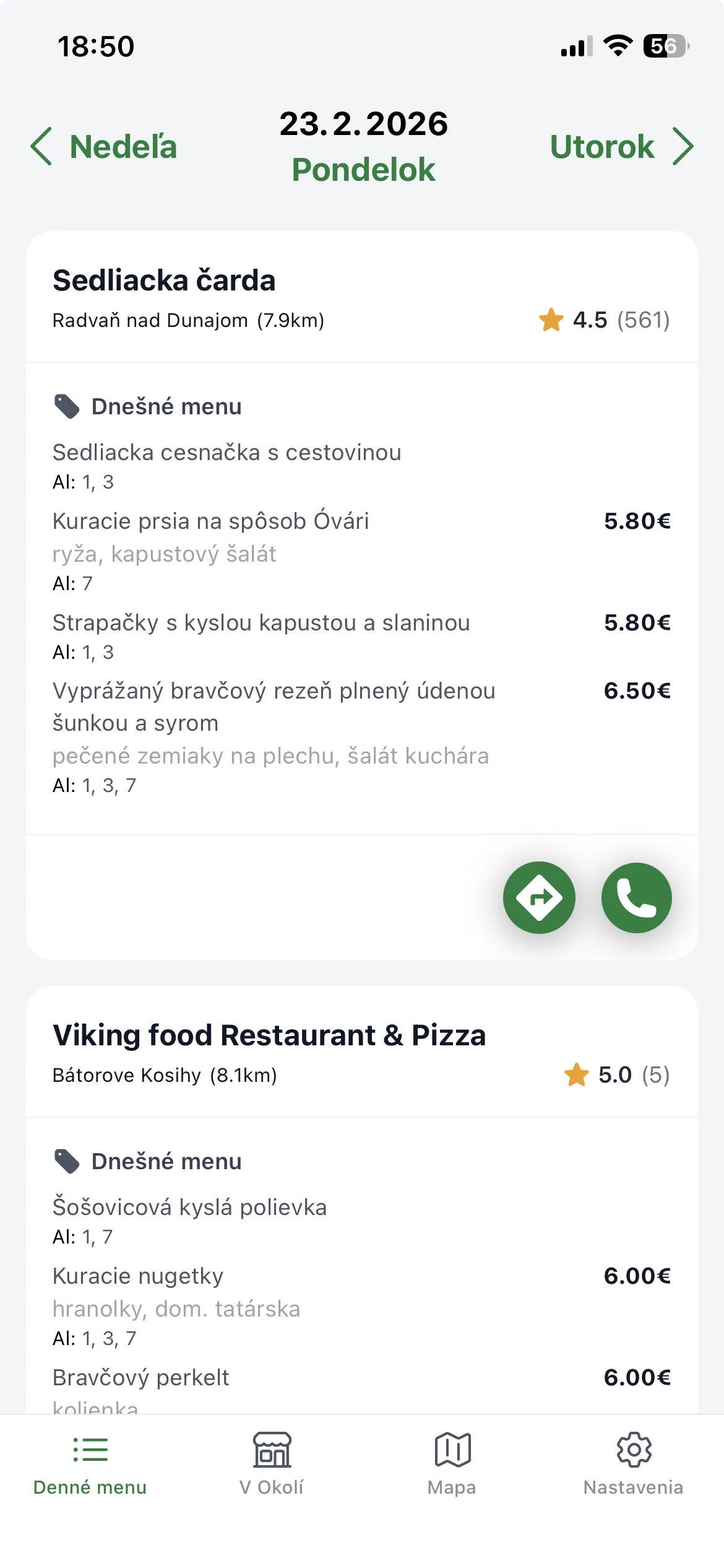 LokalMenu Aplikácia